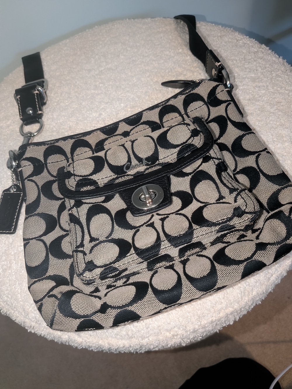 Coach Crossbody Bag in Black and Tan Signature Canvas